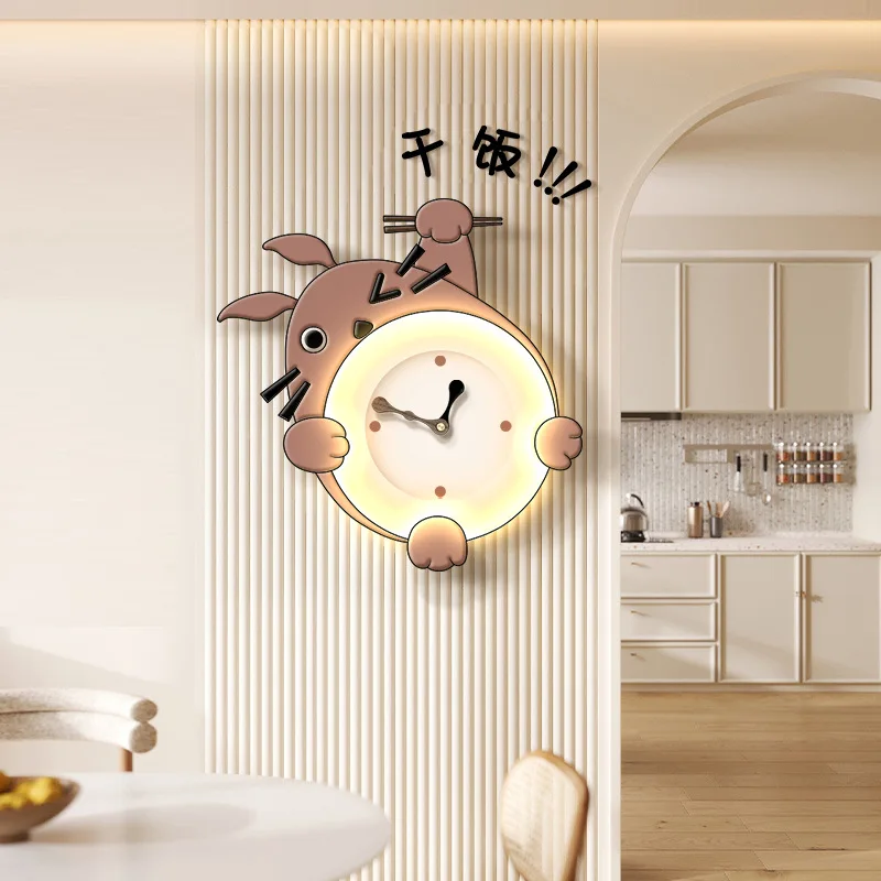 Cream Wind Living Room Creative Cartoon Clock Restaurant 2024 New High-end Clock Household