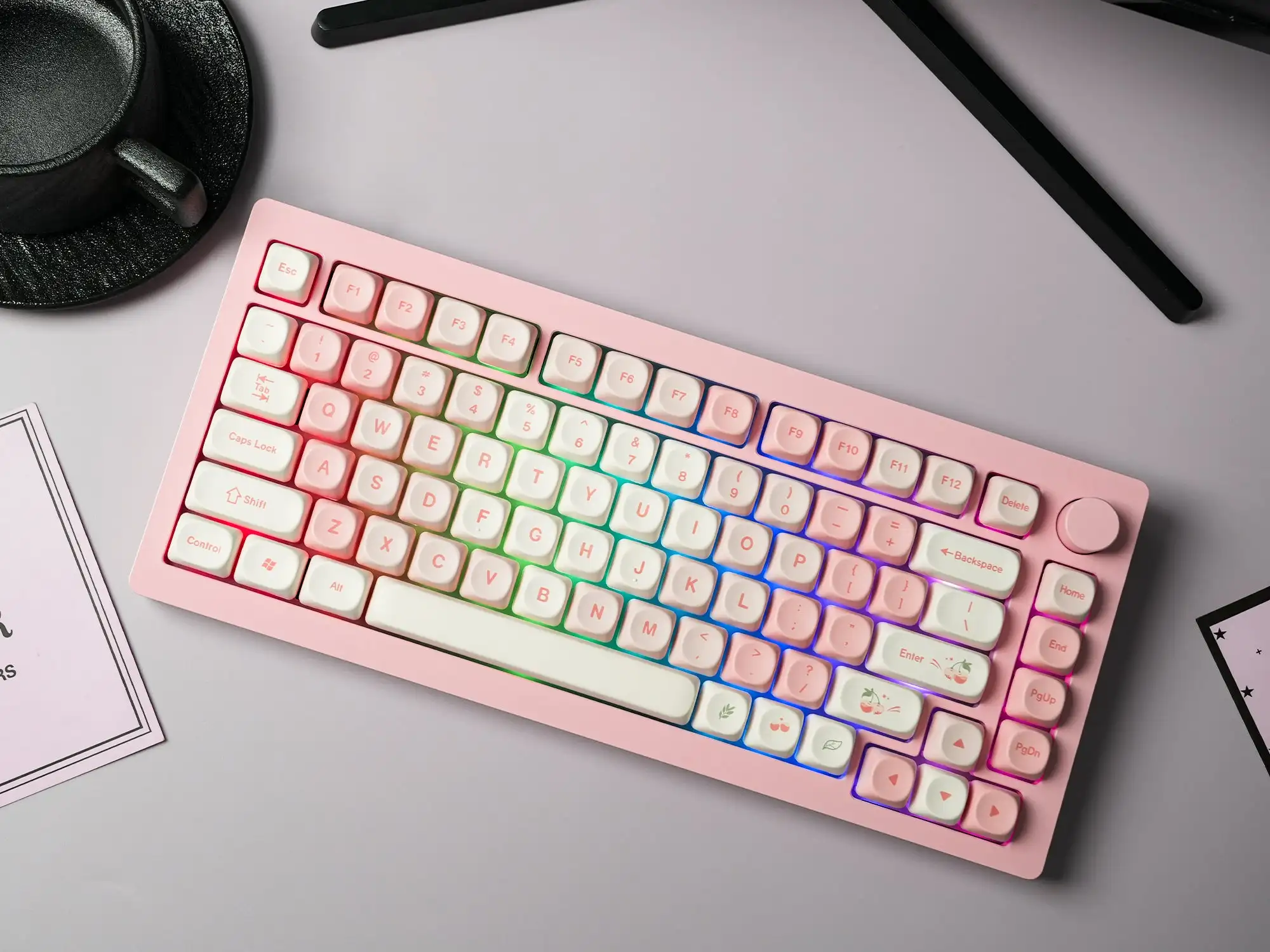 Imagem -06 - Mulher-dye-sub Moa Keycaps Grupo 143 Chaves Cherry Pink Custom Key Caps 61 64 68 84 87 100 104 108 Cherry mx Teclado Mecânico