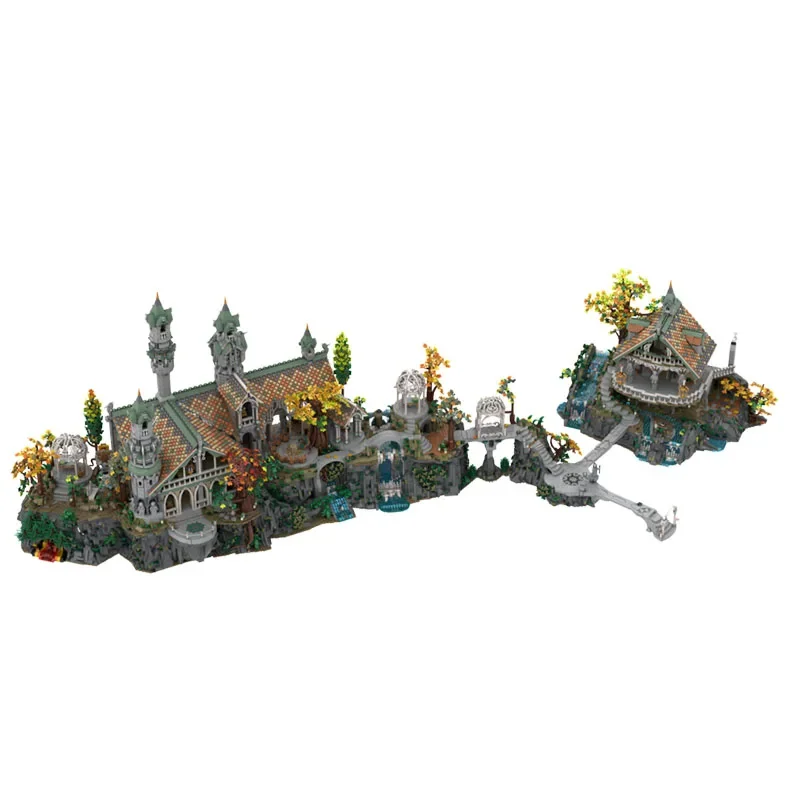 Rivendell House Castle Extension And Mountain Base Architecture Moc Building Blocks Model Assembly Toys Festival Christmas Gifts