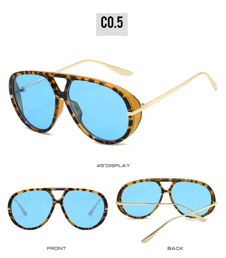 Mode Pilot frauen Sonnenbrille Neue Übergroßen Punk Marke Designer Sonnenbrille Trendy Street Metall Doppel Brücke Shades Brillen – Detail 10