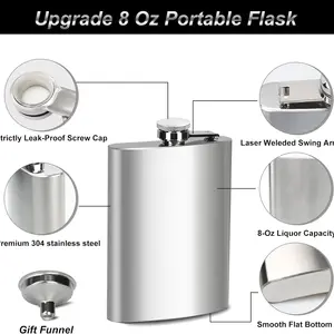 LMETJMA 1 4 5 6 7 8 9 10 Oz Stainless Steel Hip Bottle with Pocket Funnel Hip Vial Alcohol Bottle Whiskey Screw Cap KC0139 10 Main Sales Stainless Bottle - №6
