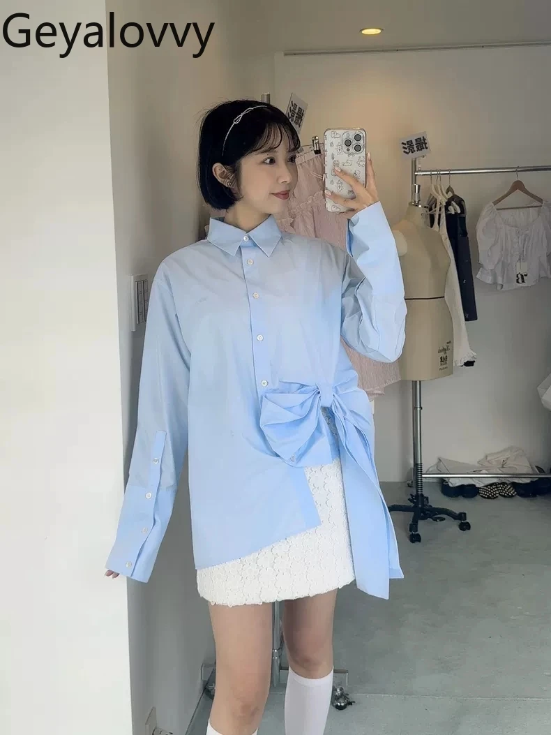 

Solid Color Fashion Long Sleeve Shirt Japanese Style Women's Casual Shirts Spring and Autumn Lady Elegant Blouses Femme