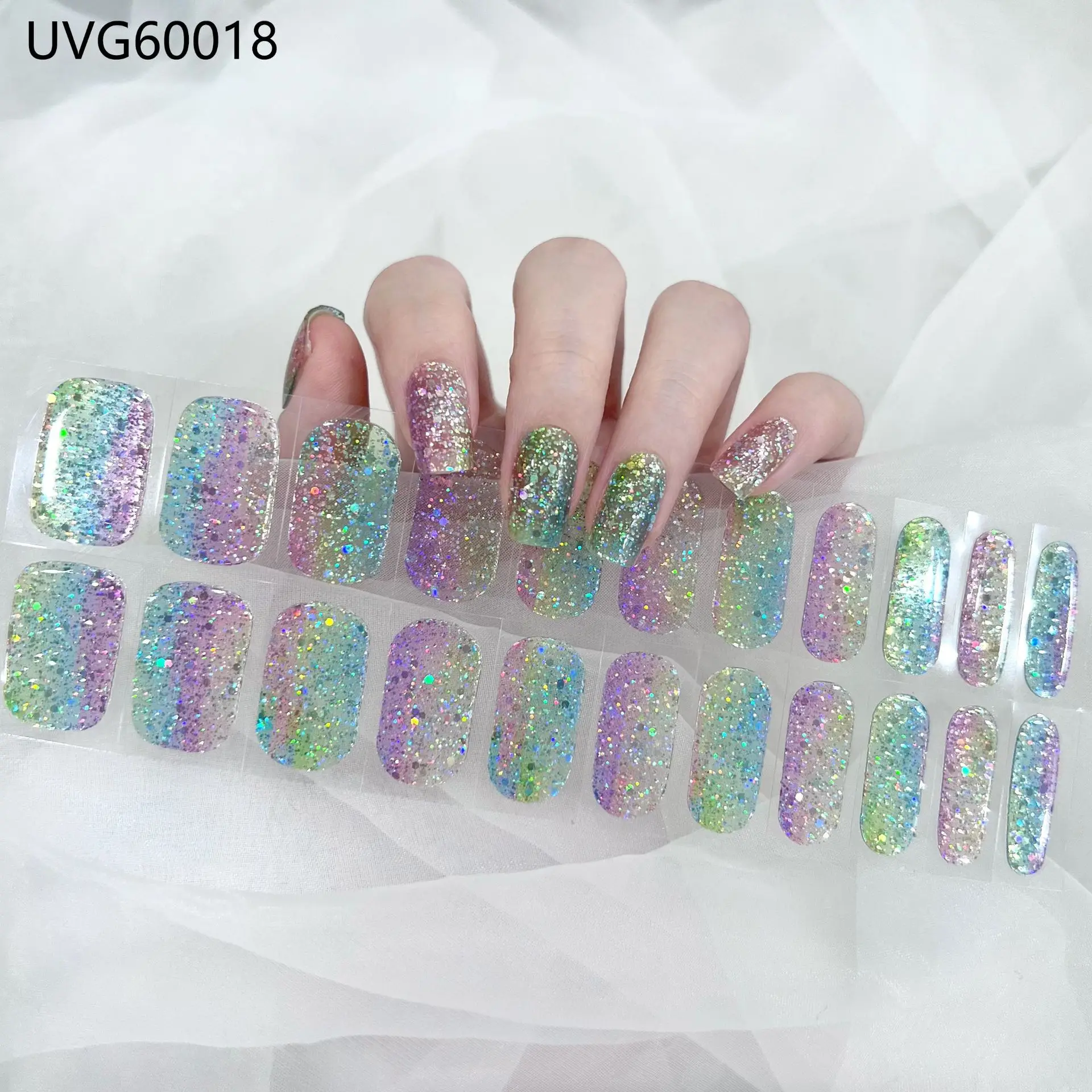 20/22/24 Strips Hot Semi-cured Gel Nail Stickers Premium Gel Nail Stickers Self-adhesive 3D Decals Full Cover DIY Manicure Set