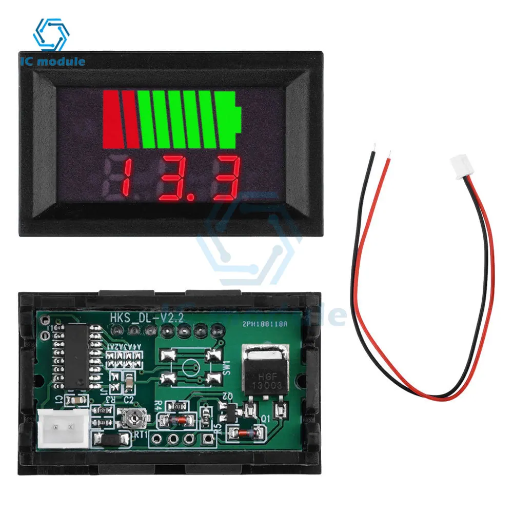 DC 6V-72V Lead-acid Battery Power Indicator LED Digital Display Vehicle Voltmeter 12V 24V 36V 48V 60V 72V Battery Capacity Meter