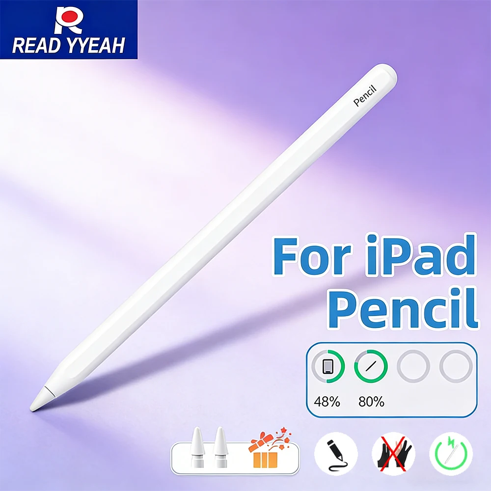 

Магнитный стилус 2026 года с беспроводной зарядкой для Apple Pencil 2, совместимый с iPad 10-го поколения, 11 A16, Air 4, 5, Pro 11, 12.9 M4, M3, Mini 6. Сенсорная ручка.