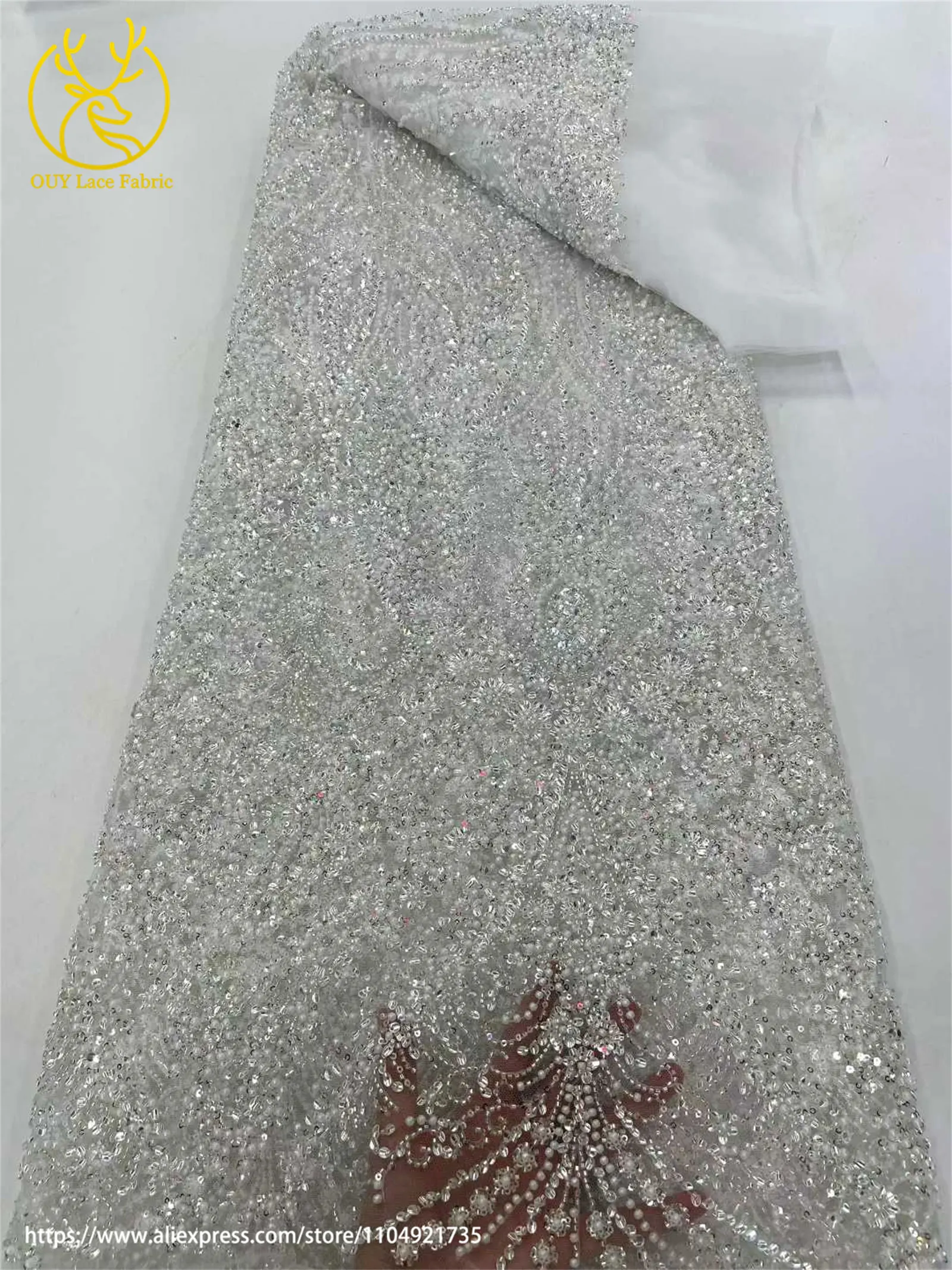 فاخر الأفريقي النيجيري العريس الترتر مطرز أقمشة الدانتيل 2025 الفرنسية الذهب شبكة نسيج الدانتيل لحفل الزفاف فستان الخياطة 5 ياردة