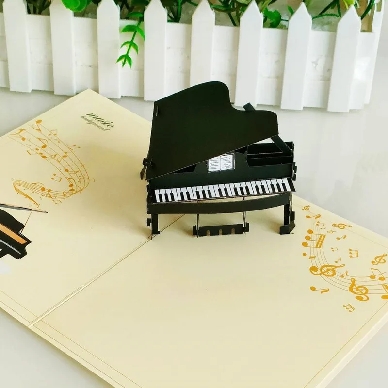 

3D Pop up style stereo piano greeting cards high-end business gift universal greeting card thank you and blessing card gifts
