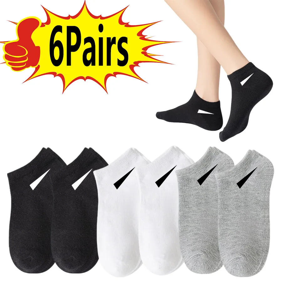 6/1 Pairs Women's Thick Short Socks with Shock Absorption, Casual Sport Style, Black White Gray, for Daily Fitness Travel & Yoga