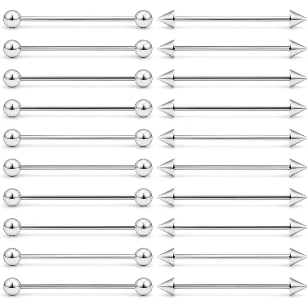 1/20Pcs Set Surgical Steel Industrial Barbell Earring Cartilage Helix Bar Body Fashion Piercing Jewelry for Women Men 28-40MM