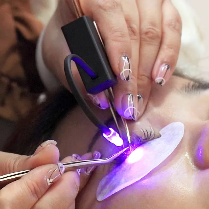 

Pink Leem UV Compact UV Lash Curing Light Metal Applicator Lash Tweezers Light Emitting Diode Tweezers Salon