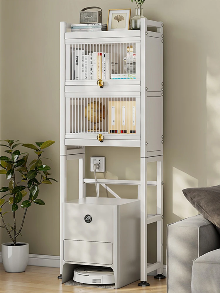 

Bedroom shelves with cabinet doors, bedside tables, bedside layered household living room sweeping robot storage shelves