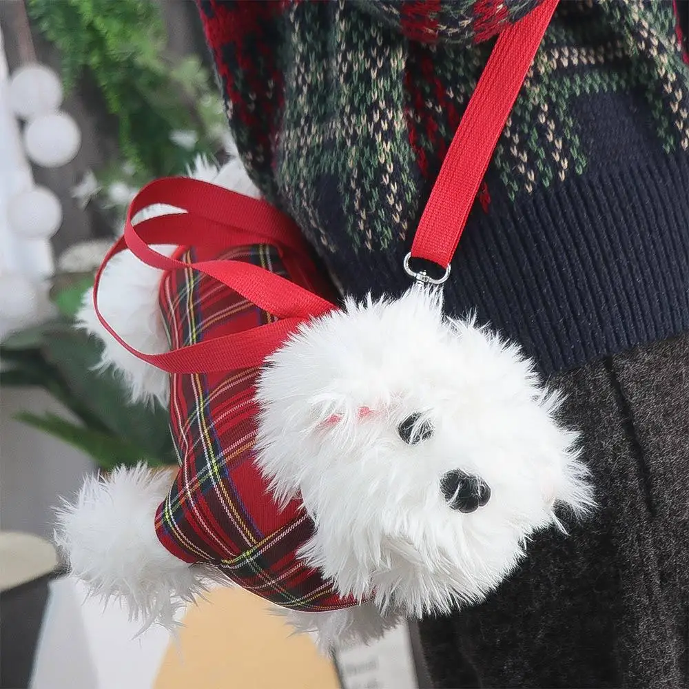 Casual Soft West Highland White Terrier Bag Animal Creative Plush Puppy Crossbody Bag Handbag Kawaii Dog Shoulder Bag Students