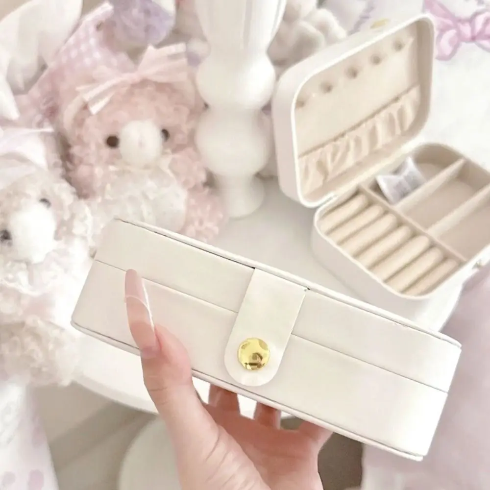 Cartoon Rabbit Cat Jewelry Storage Box PU Leather With Dividers Organizer Box Velvet Lining Portable Jewelry Box