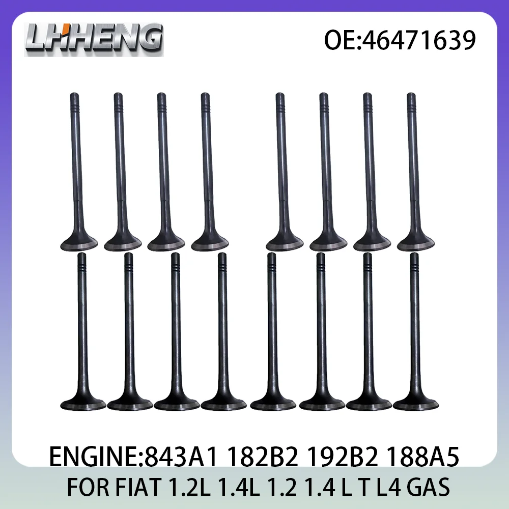 16pcs New Intake & Exhaust Valve Kit For FIAT 500L BRAVA BRAVO DOBLO MAREA PALLO PUNTO STILO TIPO 1.2L 1.4L 1.2 1.4 L T 97-23