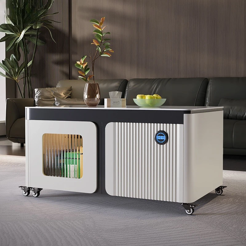 

Kung Fu tea table household tea modern simple living room advanced lifting coffee table movable rock slab multi-functional table