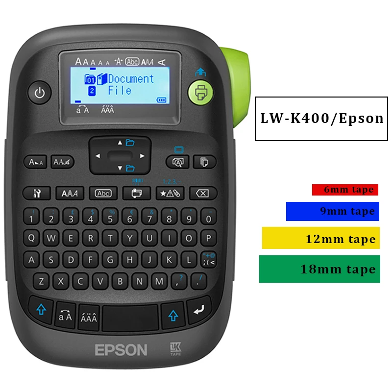 Imagem -02 - Impressora Autoadesiva Handheld da Etiqueta do Cabo da Rede da Máquina Lw-k400 da Etiqueta de Epson para Ss12kw Ss9k Preto no Fabricante Branco da Etiqueta