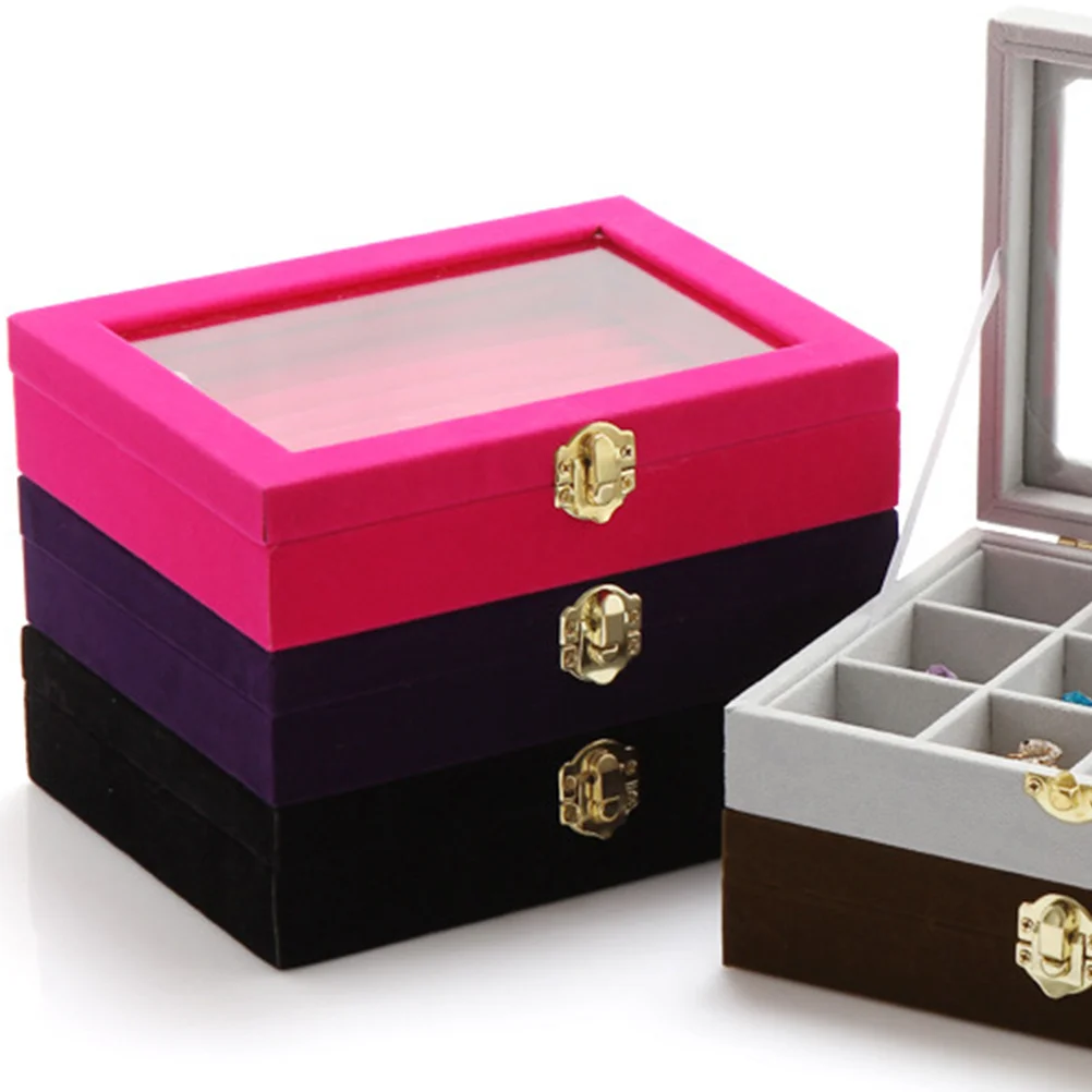 Rosy Jewelry Container with 24 Trumpets Holder for Earrings Rings Gift Storage Display Jewelry Container