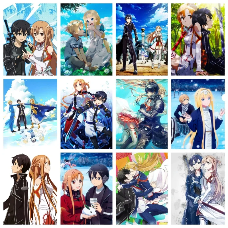 Sword Art-imagen en línea, personaje de Anime japonés Kirito Asuna, Kit de pintura de diamante 5D, mosaico bordado, decoración de habitación, regalo para seguidor