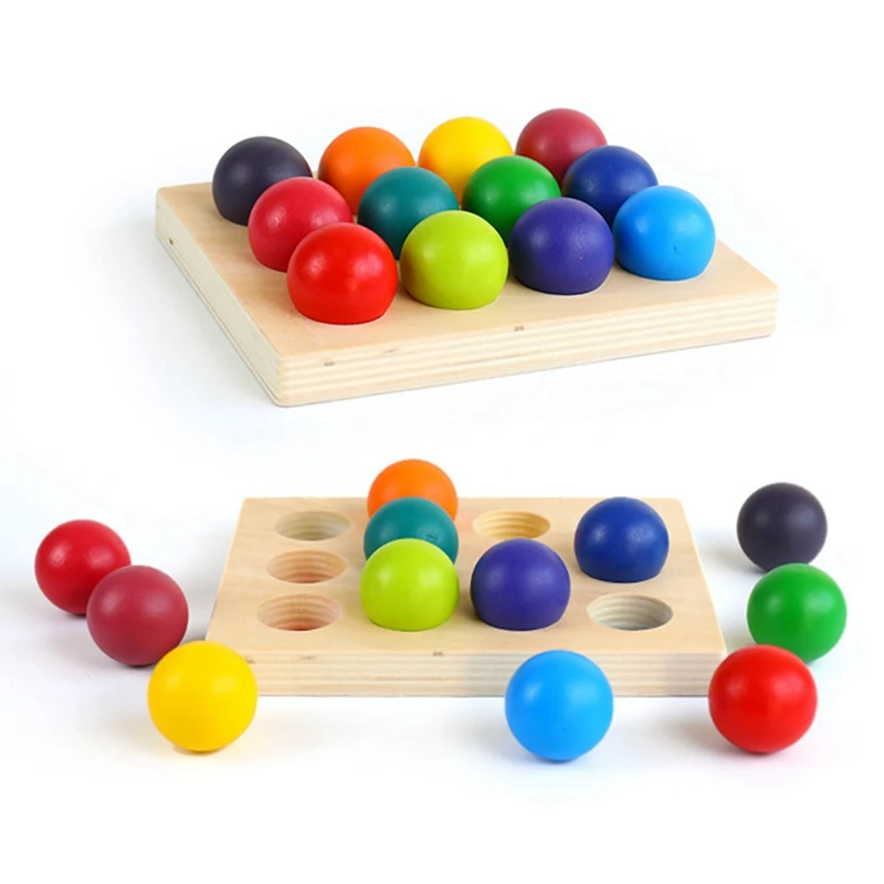 Hölzerne Regenbogen passende Kugel mit Tablett, Farb sortier brett, Lernspiel zeug Montessori Spielzeug für Kinder Geburtstags geschenk langlebig