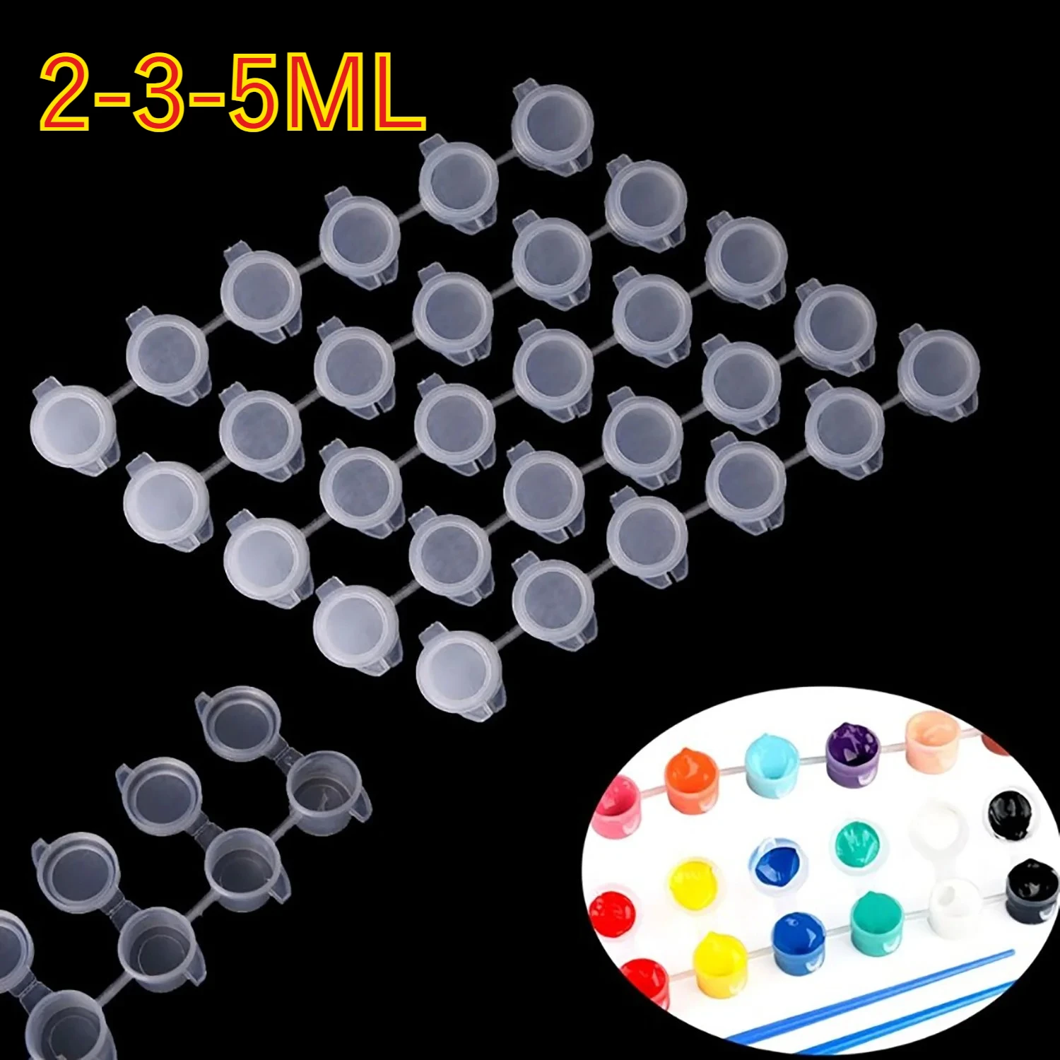 10 Streifen 60 Fächer Leere Mini-Farbbecher-Box Kunststoff-Pigment-Aufbewahrungsbehälter Kunsthandwerk Zeichenzubehör für DIY & Malerei