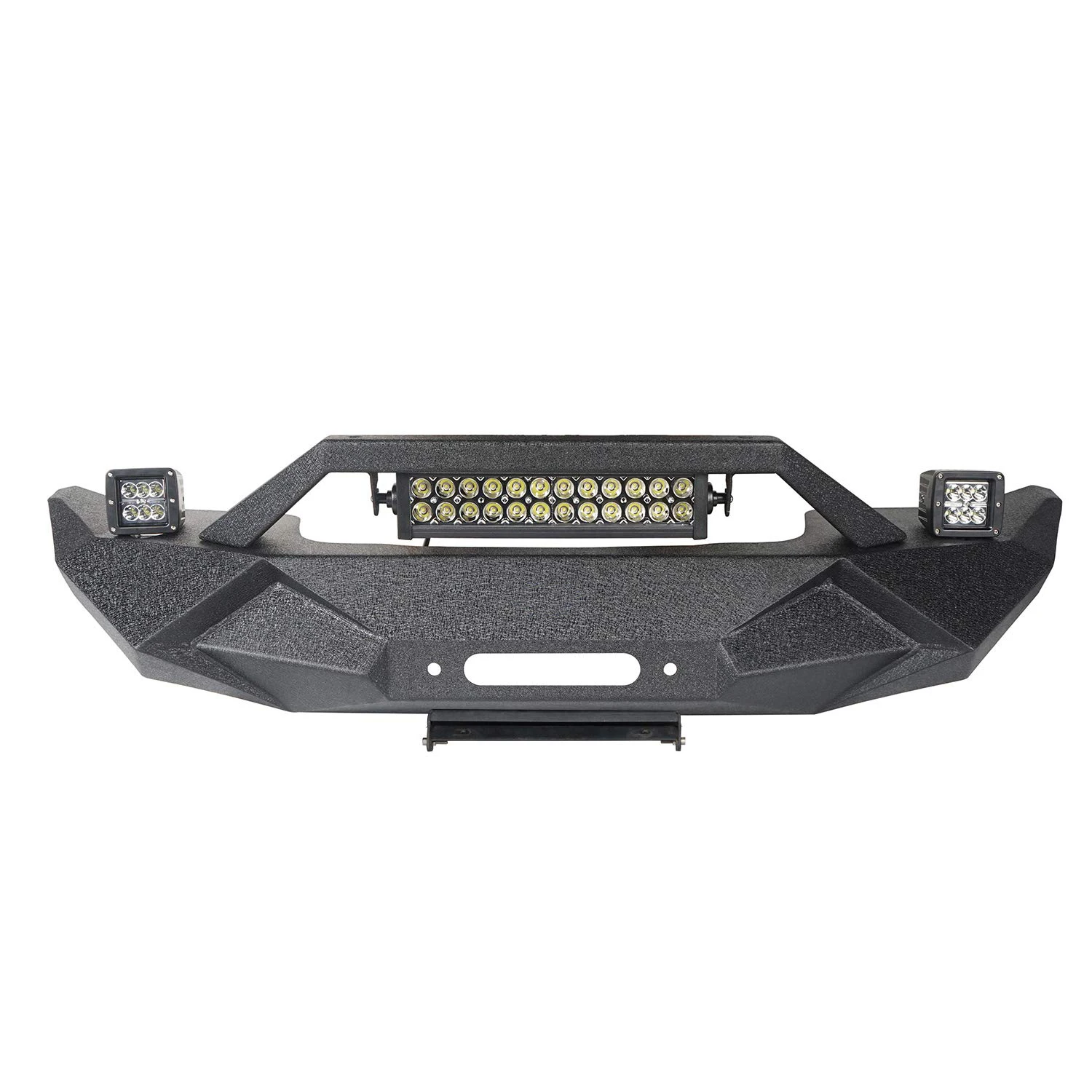 JP16 ODM Front bumper for Wrangler JL (With 1pcs led bar & 2 led worklights)  Without Parking Sensor  Hole