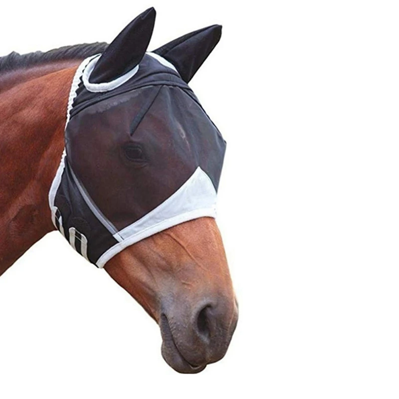 Horse Mask Adjustable Breathable Anti-UV Anti-Mosquito Pet Eye Protection Mesh Anti-Fly Protective Cover