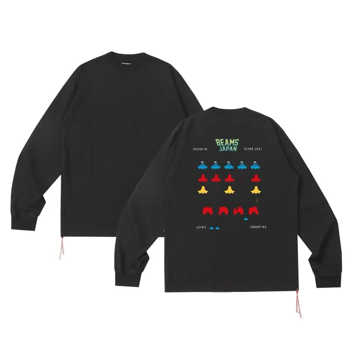 تي شيرت قطني بأكمام طويلة من Beams City Boy مصنوع من القطن الخالص ثقيل الوزن أنيق