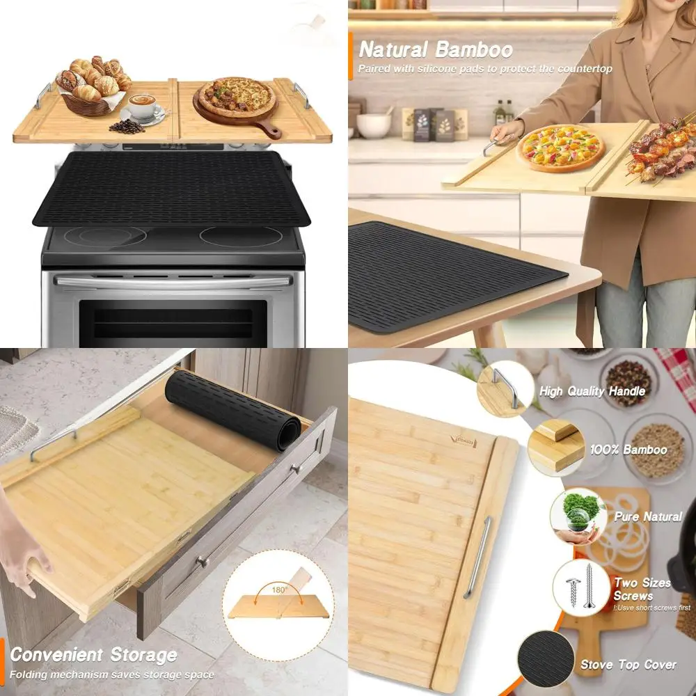 

Silicone Stove Mat Covers for Electric and Gas Stoves, Foldable Noodle Board, RV Stove Protector, Over Sink Cutting Board Set (3