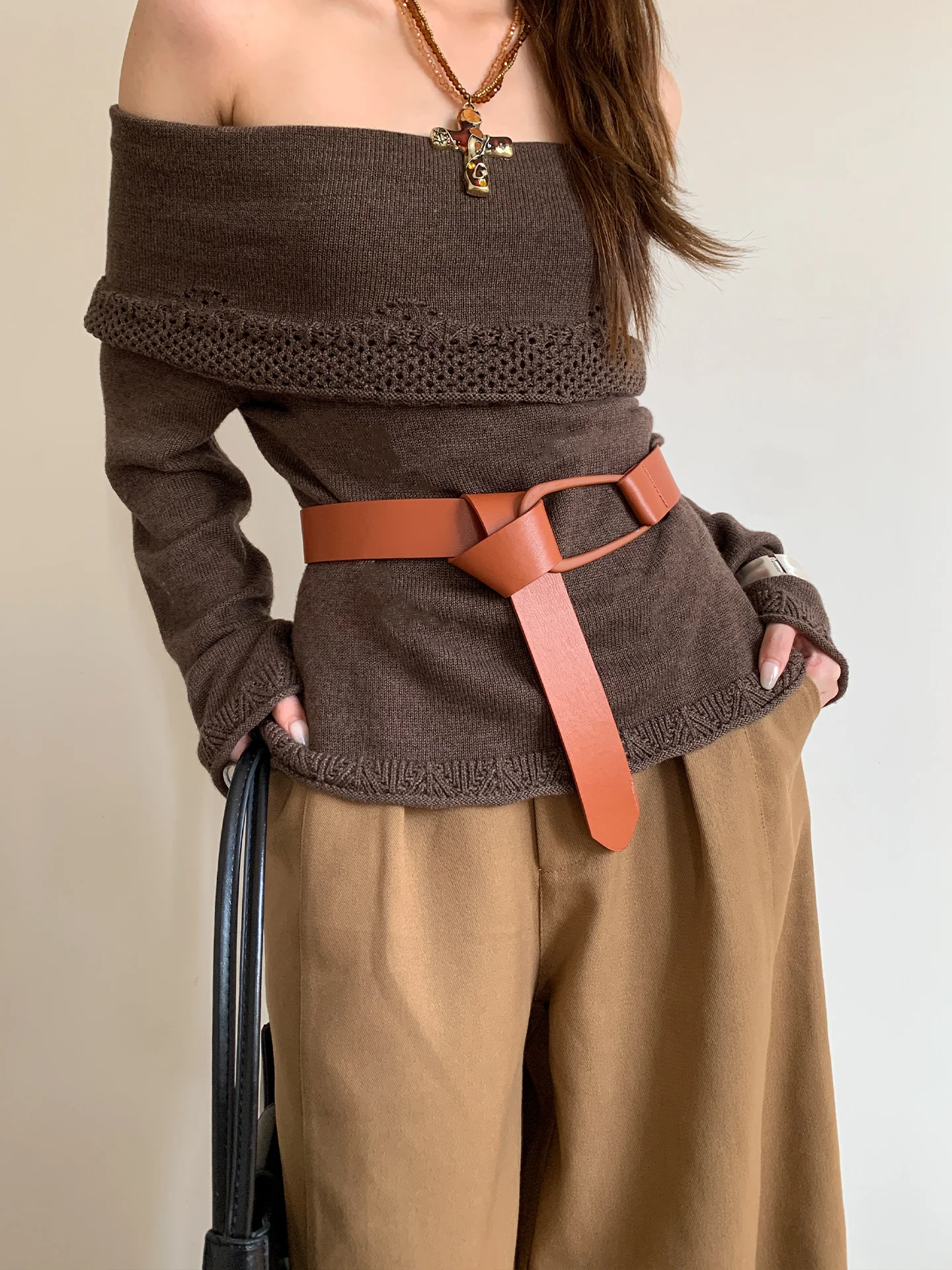 Cintura in vita per donna Decorazione per abbigliamento Gonna con ampia cintura Cintura versatile senza fori per legare nodi