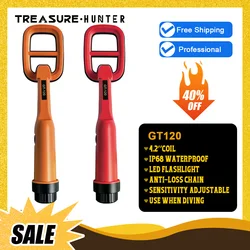 Treasure Hunter GT120 핸드헬드 다이빙 금속 탐지기, 핀포인터 프로브, 방수 금속 핀포인트, 4.2 인치 검색 코일