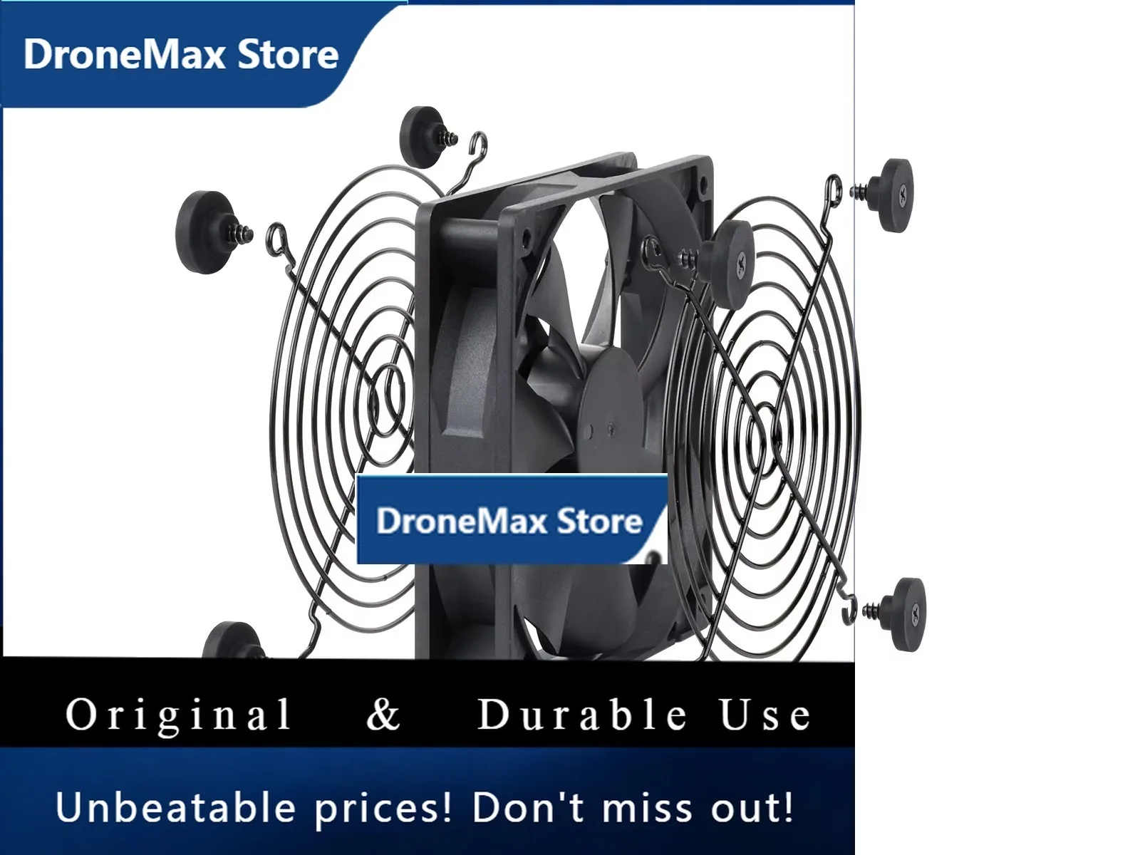 DroMa120mm USB 5V Quiet Cooling Fan 3-Speed Adjustable Metal Grill Protective 52CFM For Router PS5 NAS Cabinet
