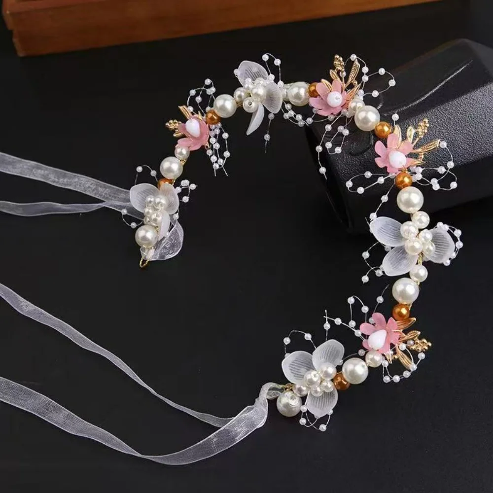 1pc Flower Headband with Ribbon Children's Hair Accessories, Floral Design, Ideal for Weddings and Bridesmaids image 4