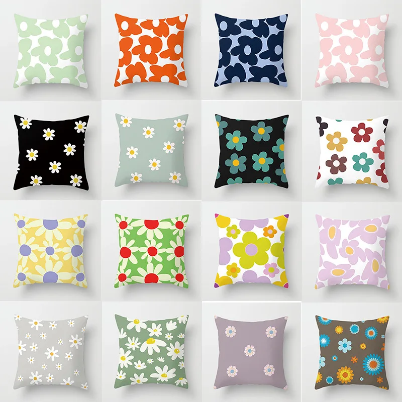 Colorful Flower Pillow Case Daisy Flower Pillowcase 40x40 Cm Garden Chair Pillow Cover for Bed Sofa Home Decoration Modern