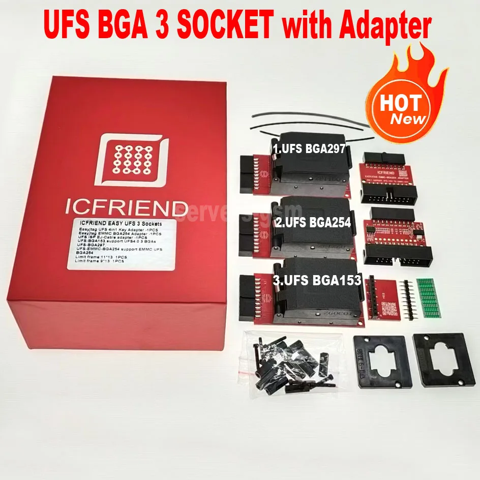 ICFRIEND EASY JTAG UFS BGA 3 IN1 SOCKET (UFS BGA153, UFS BGA297, UFS eMMC BGA254) with Adapter for supports easy jtag plus Box