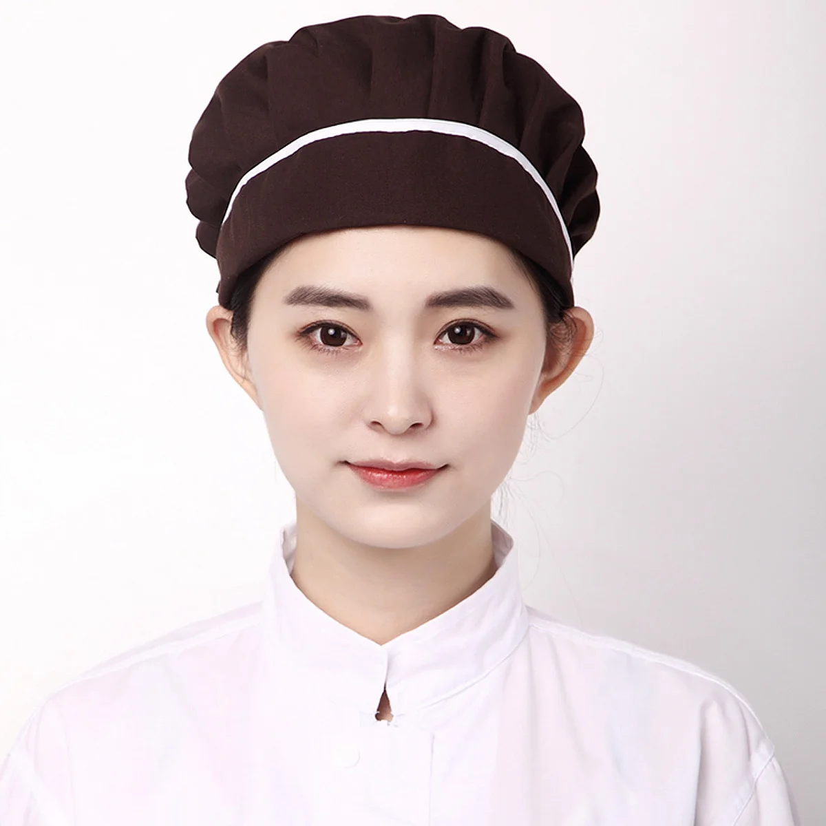 1Pcs Lace-Up Dustproof Chef Hat Pure Color Breathable Cotton Suitable for Catering and Restaurant Working People Light Blue