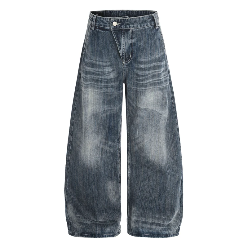 

Мужские джинсы-сабля в американском стиле с бамбуковым узором, новый дизайн, широкие джинсовые брюки, унисекс, свободные штаны