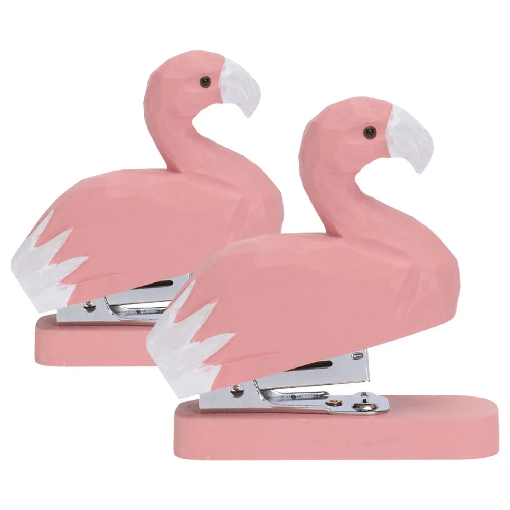 2Pcs Wooden Animal Mini Stapler Small Portable Desktop Office Supplies Cute Cartoon Stapler Set for School Classroom