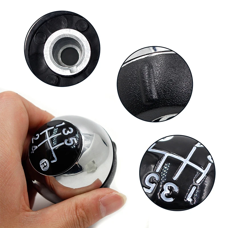 5 Speed Manual Head Ball Level Gear Shift Knob Silver Plastic & Metal 55344048 Fit For Fiat 500 2012-2018 2017 2016 2015 2014