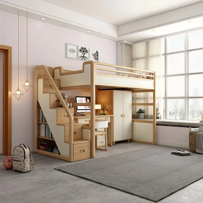 

Hot Selling Full Size Children's Loft Bunk Bed Bedroom Furniture With Desk