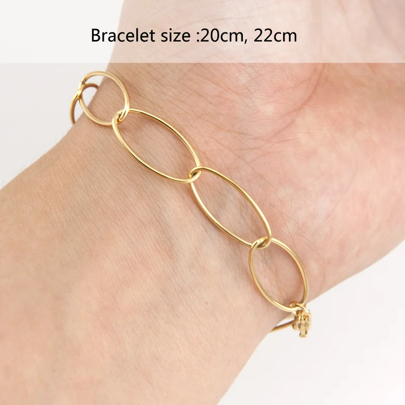 Ring Size 10x20mm Oval Unique O link Chain Stainless Steel Necklace for Women Silver/Gold Color FeMale Jewelry Collares Gift