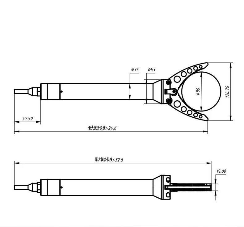 FD-H101 underwater gripper, maximum gripping force 20kg, aluminum shell, PWM control ROV accessories image 6