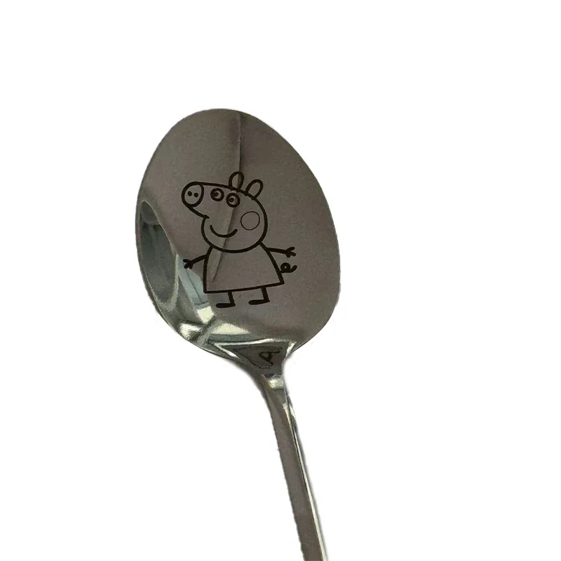 Peppa Pig Cartoon Spoon Kawaii Page George Family Stainless Steel Ladle Home Food for Children Tableware Spoons Birthday Gifts