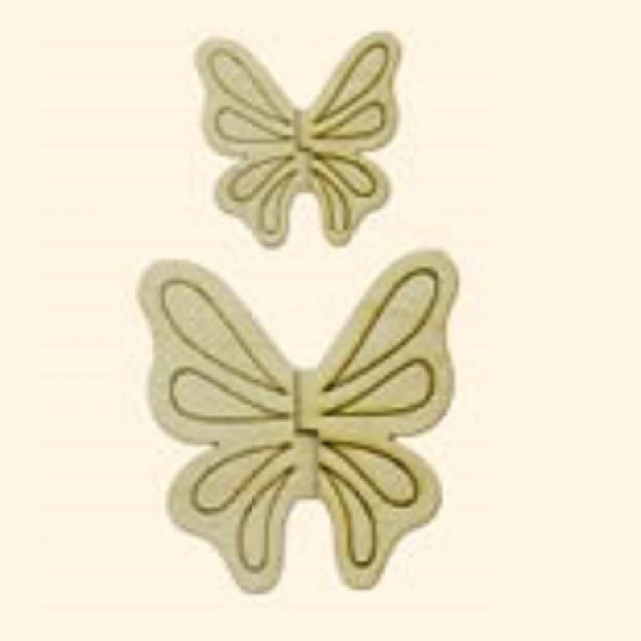 KD317 Butterflies 2li Set Wooden Package Ornament, Unpainted Wooden Ornament