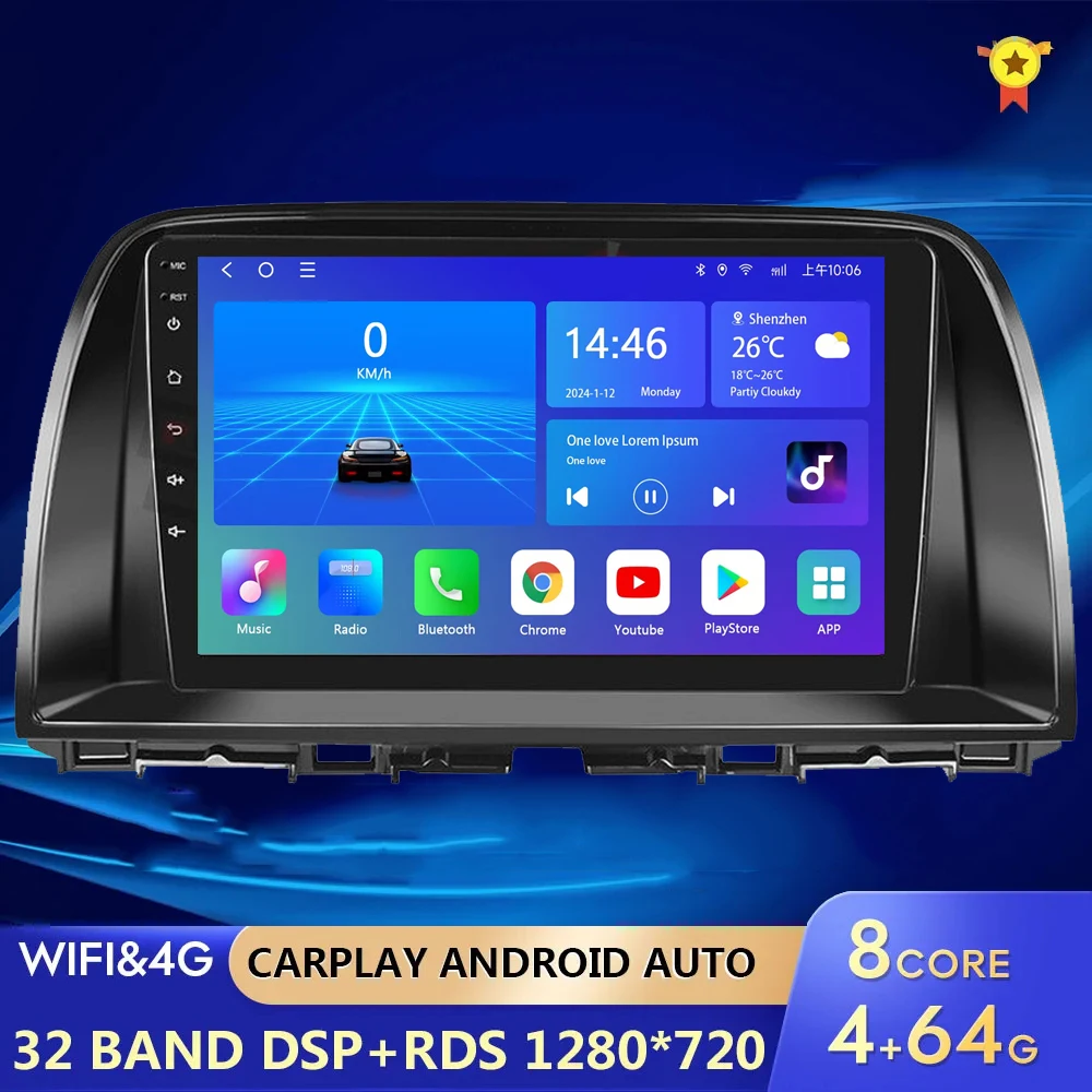 

2Din Android 13.0 Car Radio for Mazda CX5 CX-5 CX 5 2012-2015 Multimedia Player Carplay Stereo Navigation GPS Head Unit