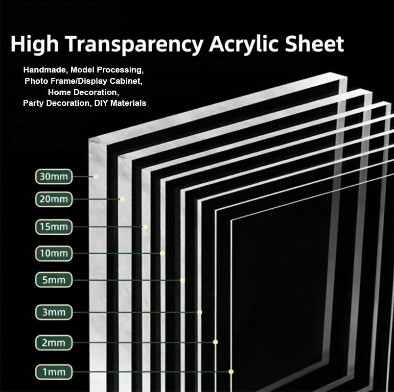 1Pcs 2mm Thick High Transparent Plastic Board Clear Rigid Panel Anti-Yellow Anti-Scratch for DIY Craft Display Frame Decoration