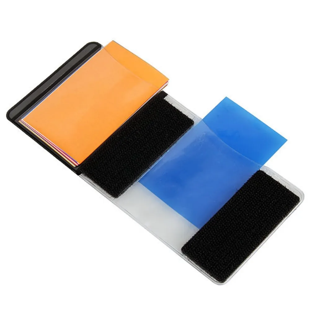 12 Colors Camera Flash Gels Lighting Filter Kit with Universal Velcro Band Holder for Speedlite Portrait Studio DIY Photography view 6