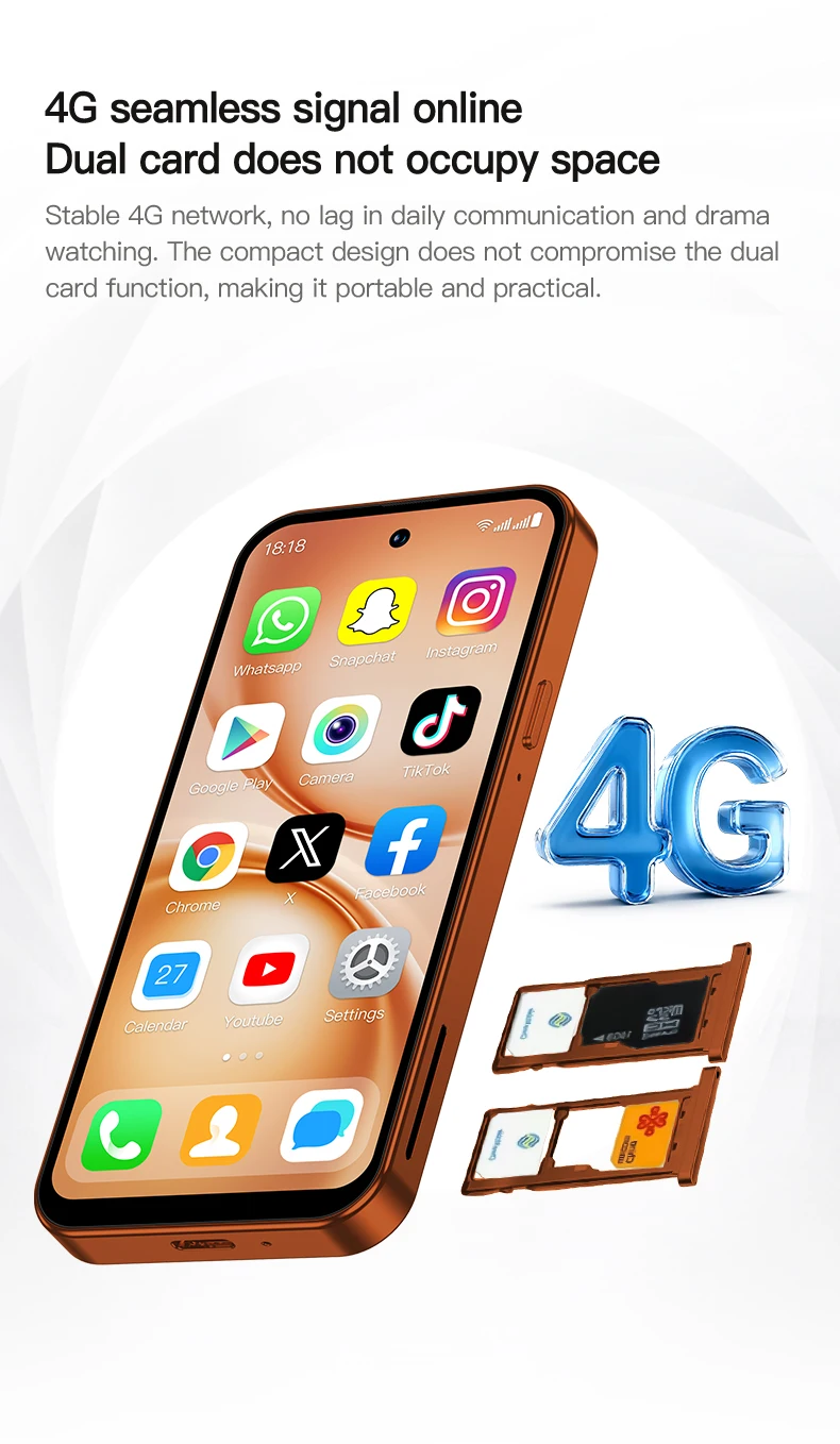2026 NEW SERVO 4G LTE Mini Smartphone Android OS 2/3GB+16/64GB Play Store Face Unlock WiFi 4.5" Small Smart Phones 2 SIM Standby