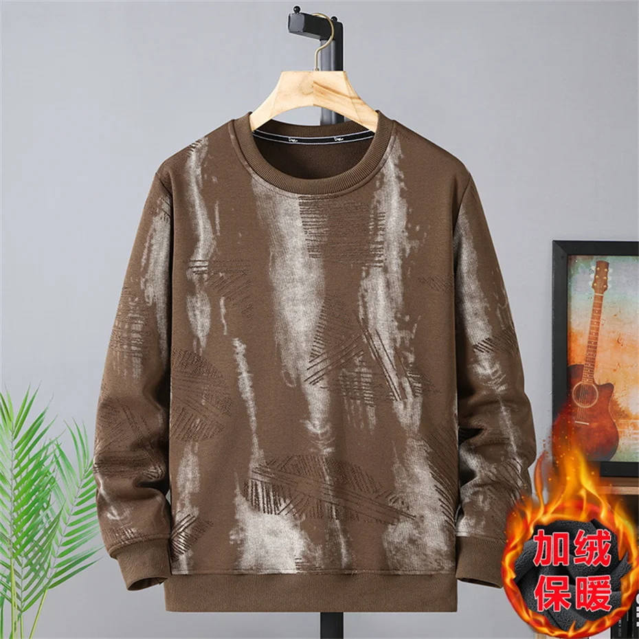 Vintage Tie-dye Sweatshirts Men 10XL Plus Size Sweatshirts Autumn Winter Fleece Pullover Fashion Casual Sweatshirt Big Size 10XL
