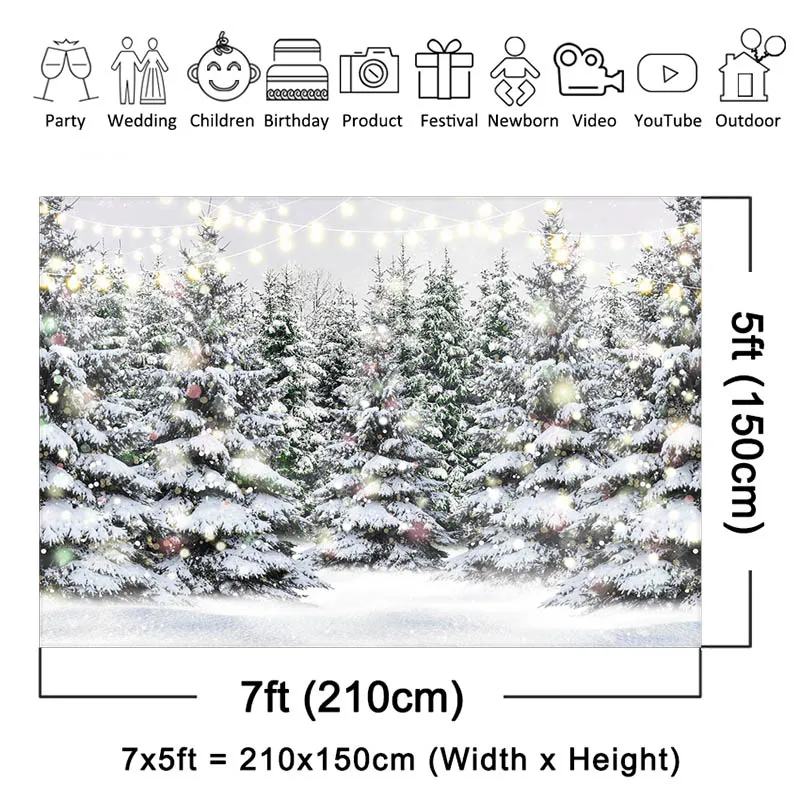 Mocsicka Winter View Photography Background for Portrait Pets Glitter Snow Pine Forest Backdrop Photo Studio Decorations Props