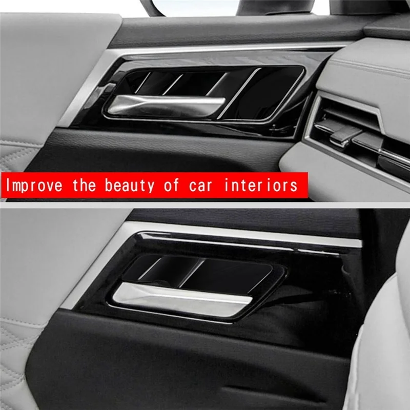 For Mitsubishi Outlander 2022 2023 Accessories Car Bright Black Inner Door Handle Bowl Decoration Trim Cover Sticker